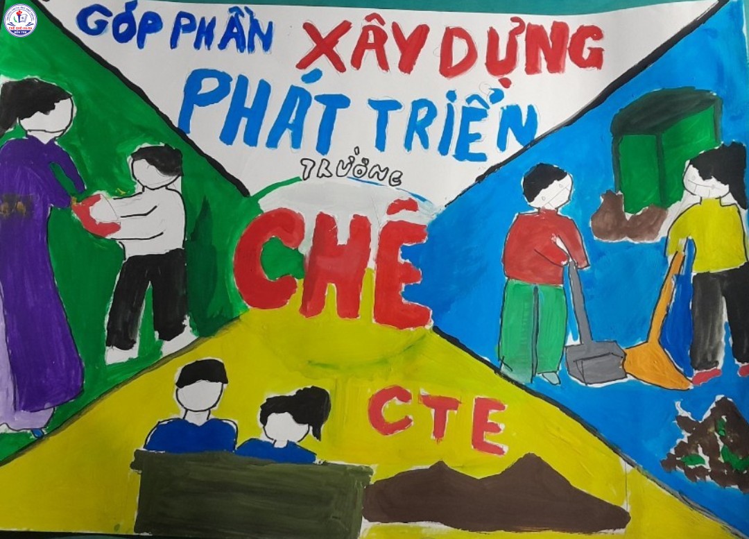 Tranh vẽ về vấn đề phát triển trường THPT Chê Ghê-va-ra của học sinh Bùi Minh Khoa